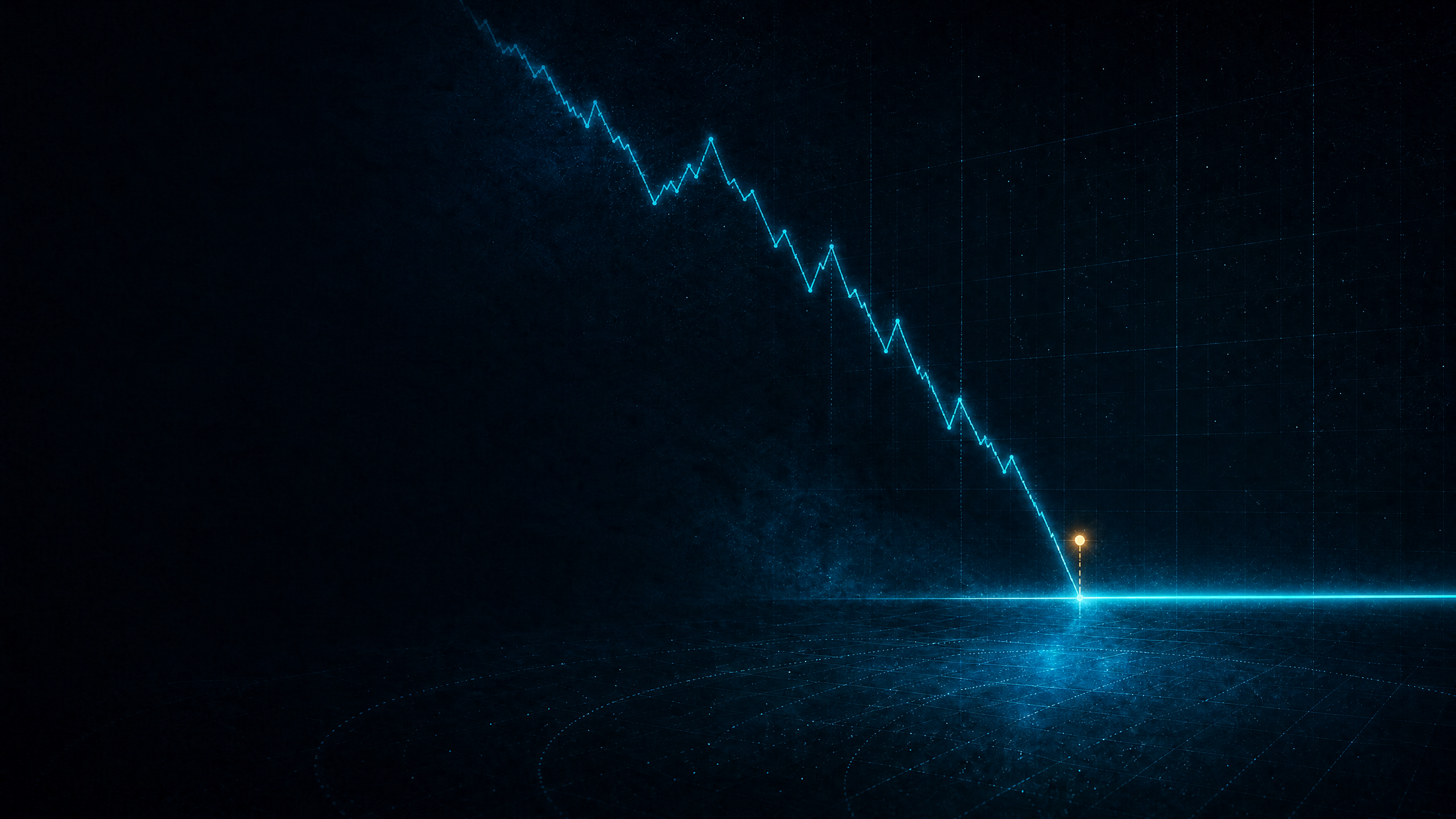 Abstract equity path held between a cyan lower floor and an amber upper ceiling