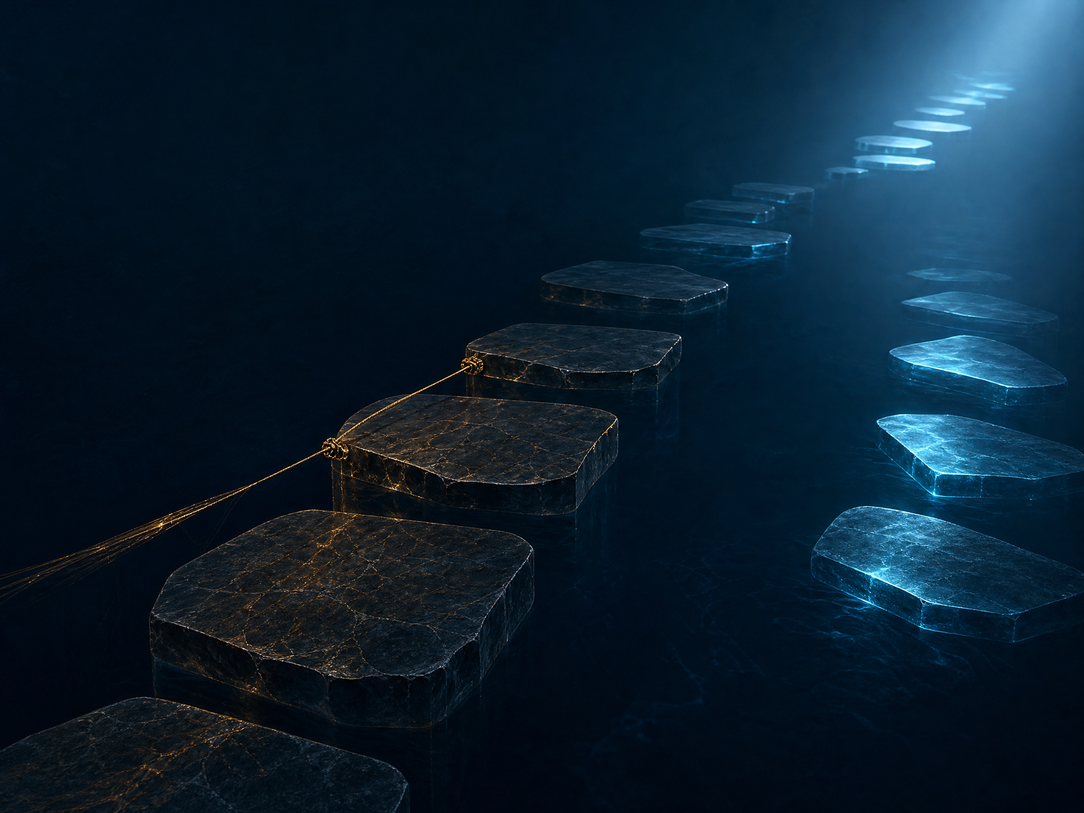 Abstract paths showing constrained and open opportunity
